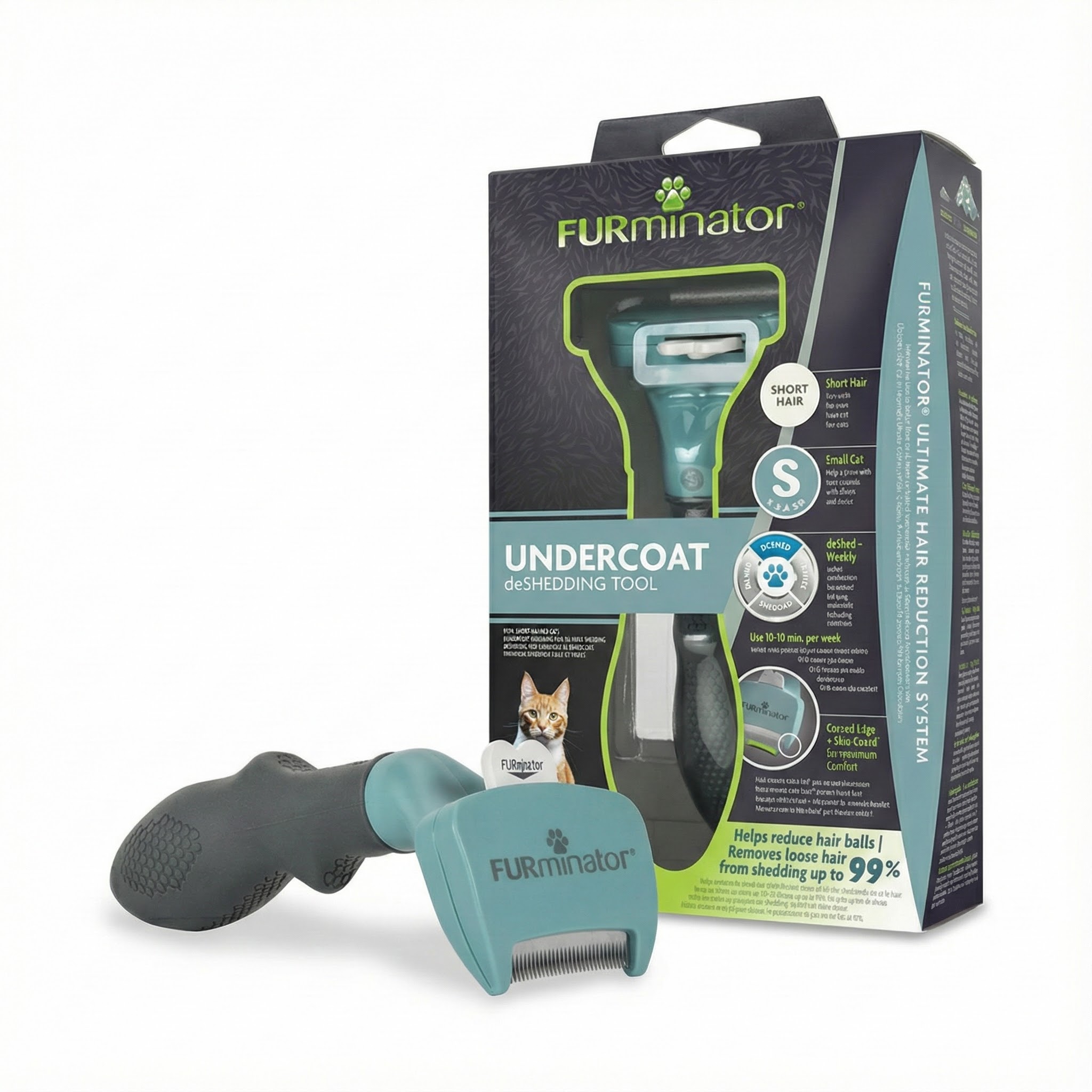 Furminator Undercoat شانه گربه کلکسیونر مو برای گربه های مو کوتاه 3,9cm [S]